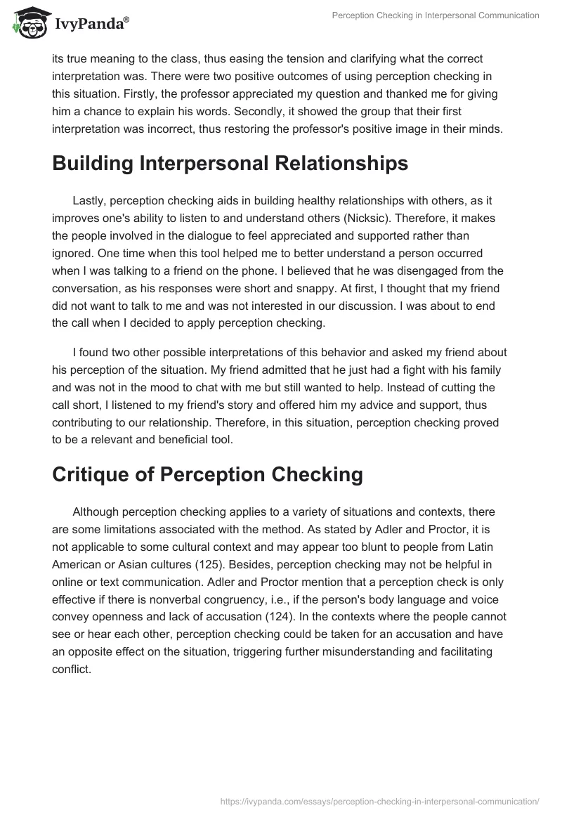 Perception Checking in Interpersonal Communication. Page 3