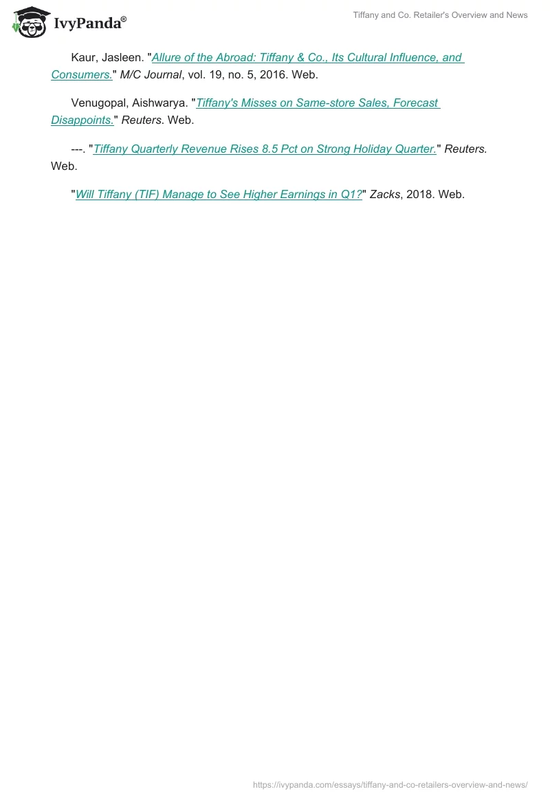 Tiffany and Co. Retailer's Overview and News. Page 3