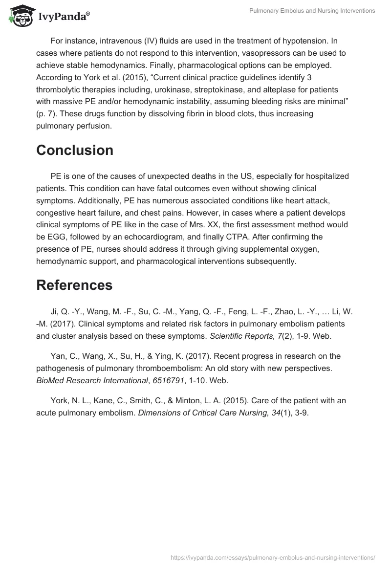 Pulmonary Embolus and Nursing Interventions. Page 3