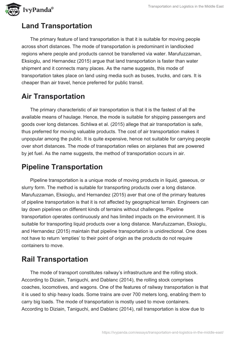 Transportation and Logistics in the Middle East. Page 2