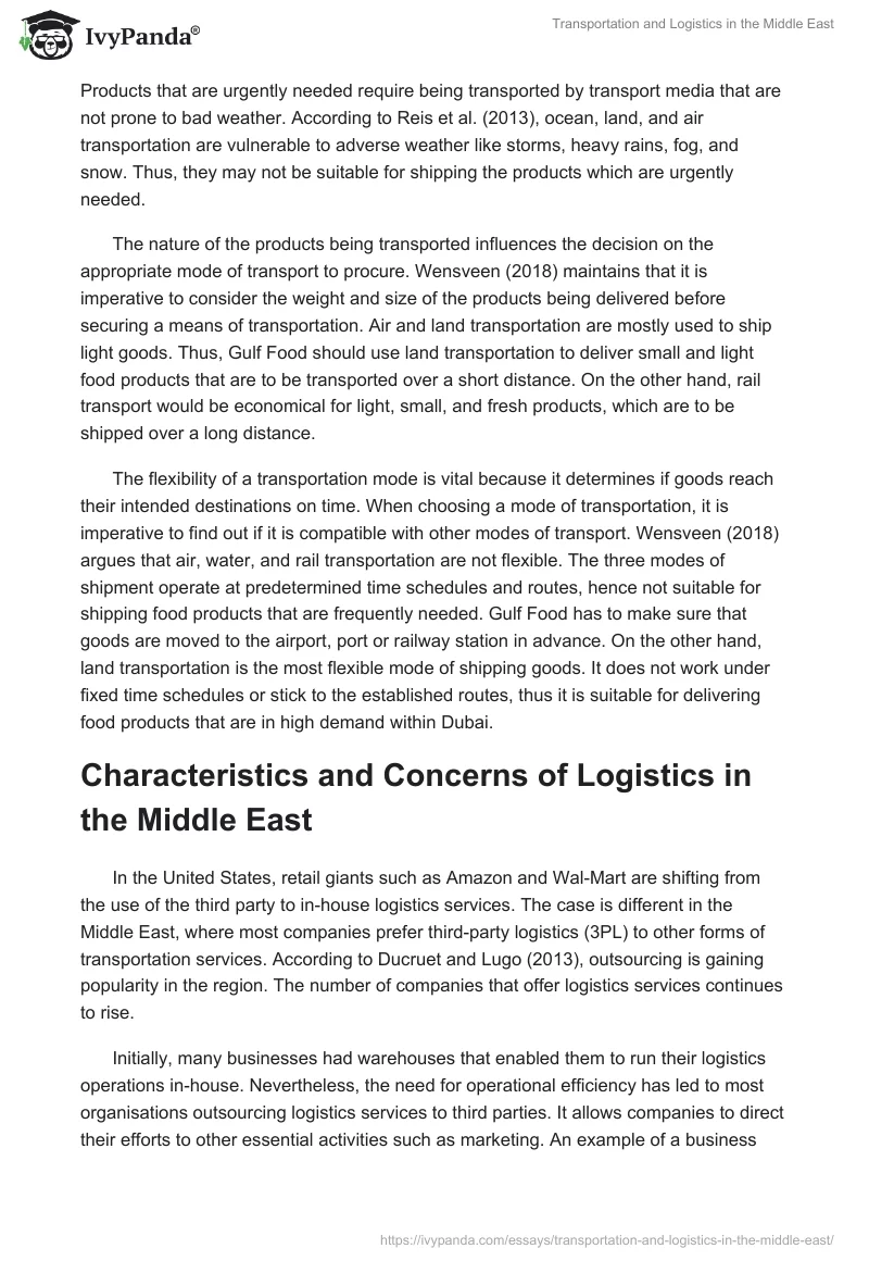 Transportation and Logistics in the Middle East. Page 5