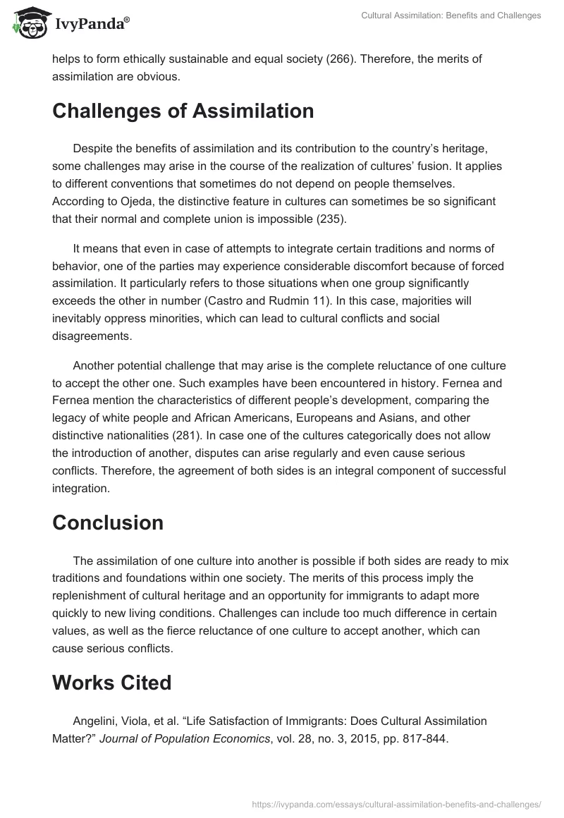 Cultural Assimilation: Benefits and Challenges. Page 2