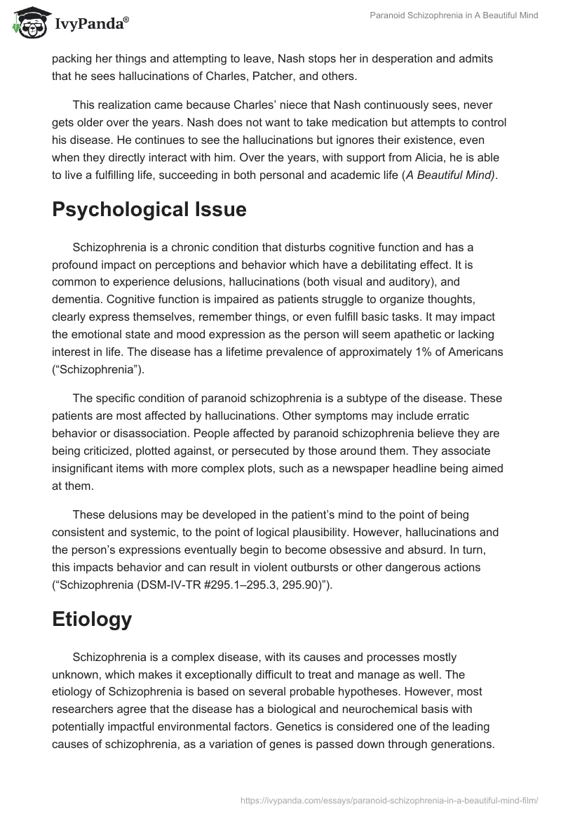Paranoid Schizophrenia in "A Beautiful Mind". Page 2