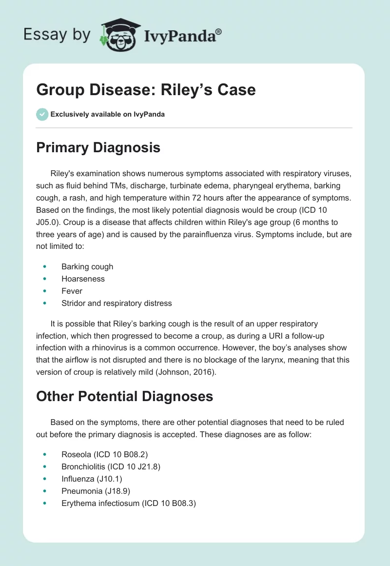 Group Disease: Riley’s Case. Page 1