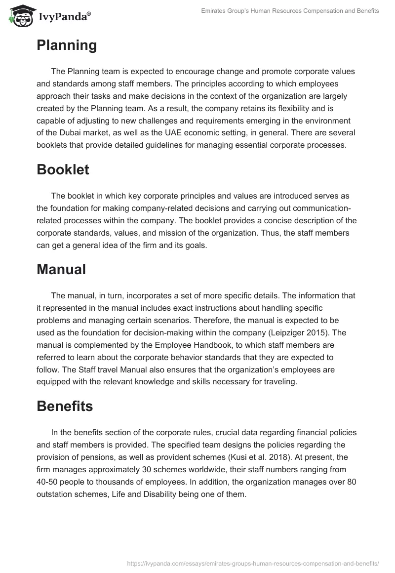 Emirates Group’s Human Resources Compensation and Benefits. Page 2