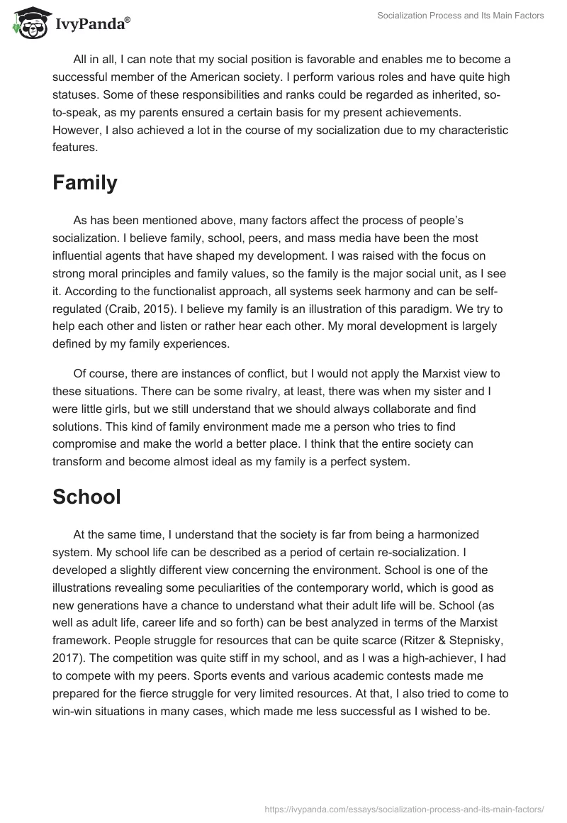 Socialization Process and Its Main Factors. Page 2