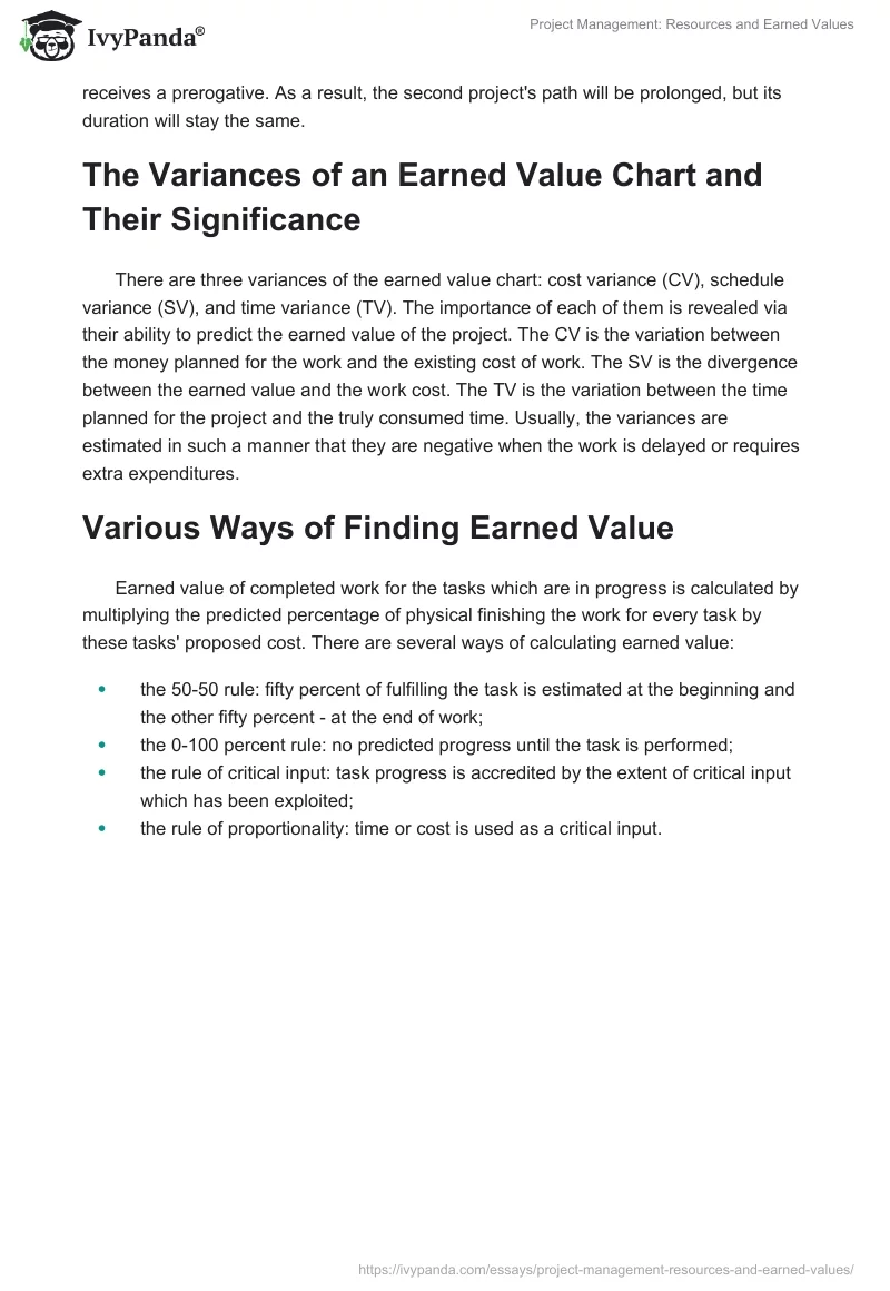 Project Management: Resources and Earned Values. Page 2