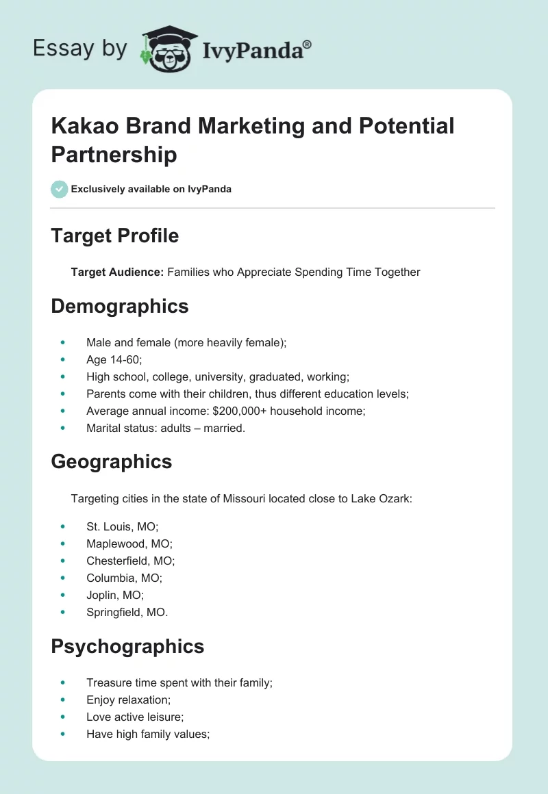 Kakao Brand Marketing and Potential Partnership. Page 1
