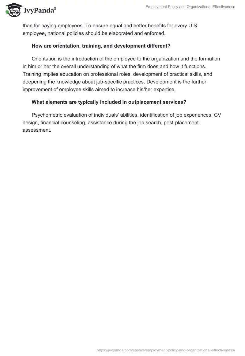 Employment Policy and Organizational Effectiveness. Page 3