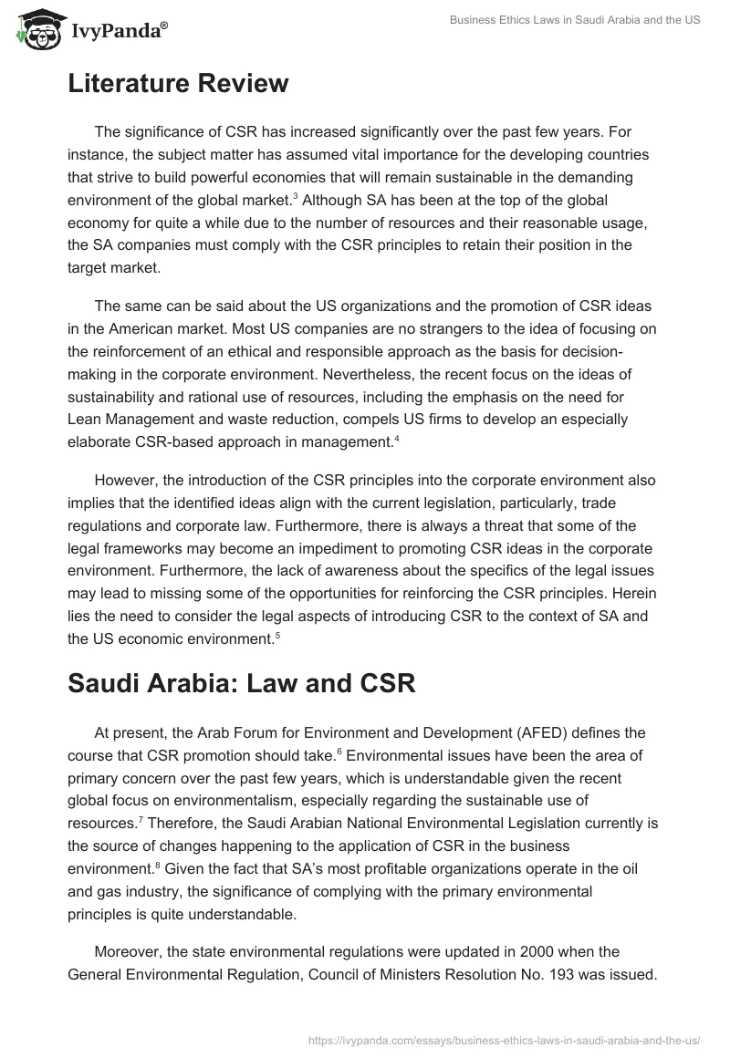 Business Ethics Laws in Saudi Arabia and the US. Page 3