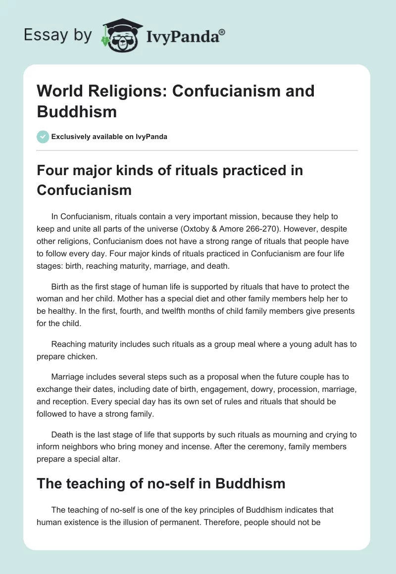 World Religions: Confucianism and Buddhism. Page 1