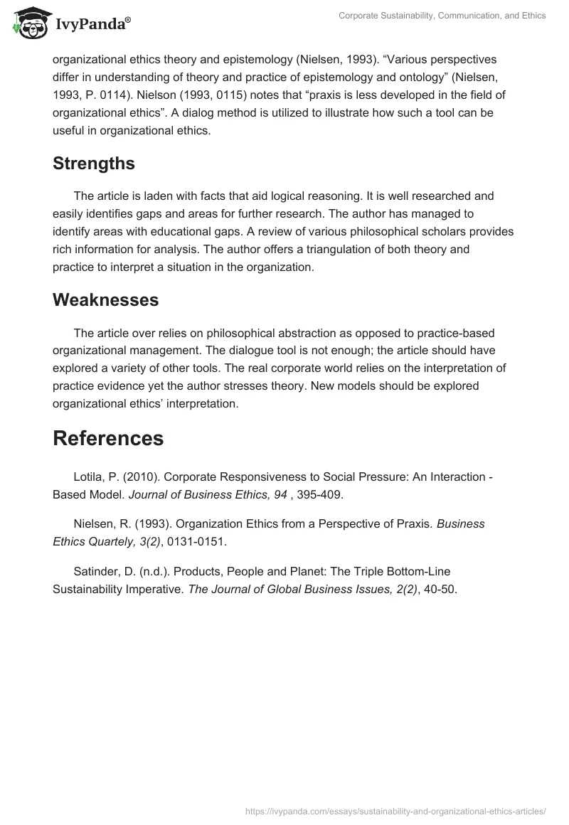 Corporate Sustainability, Communication, and Ethics. Page 3