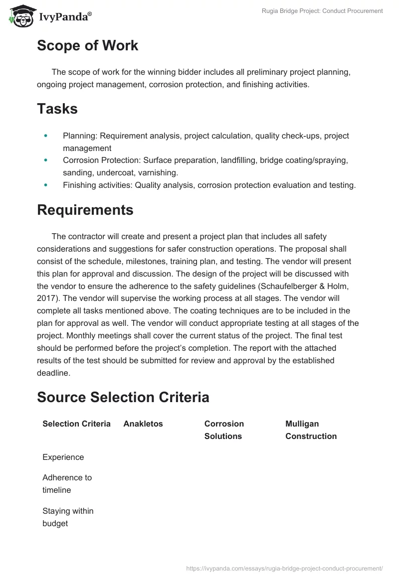 Rugia Bridge Project: Conduct Procurement. Page 3
