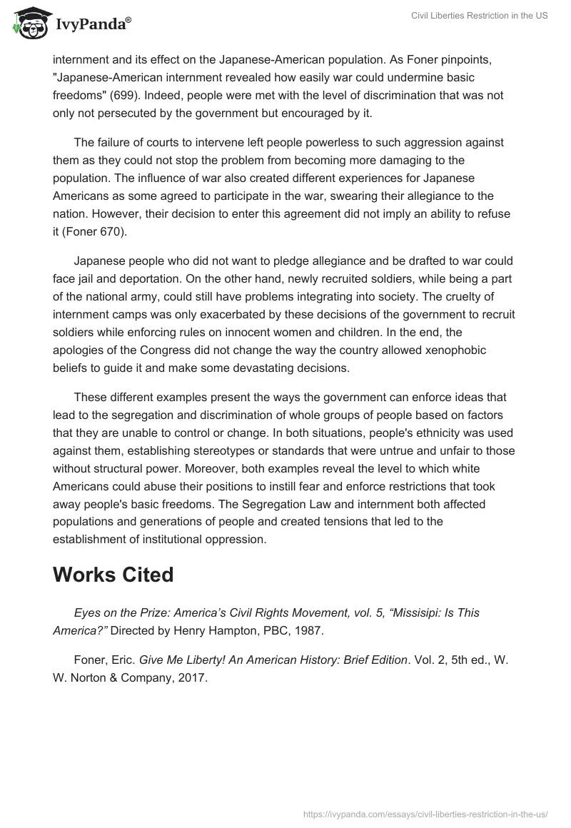 Civil Liberties Restriction in the US. Page 3