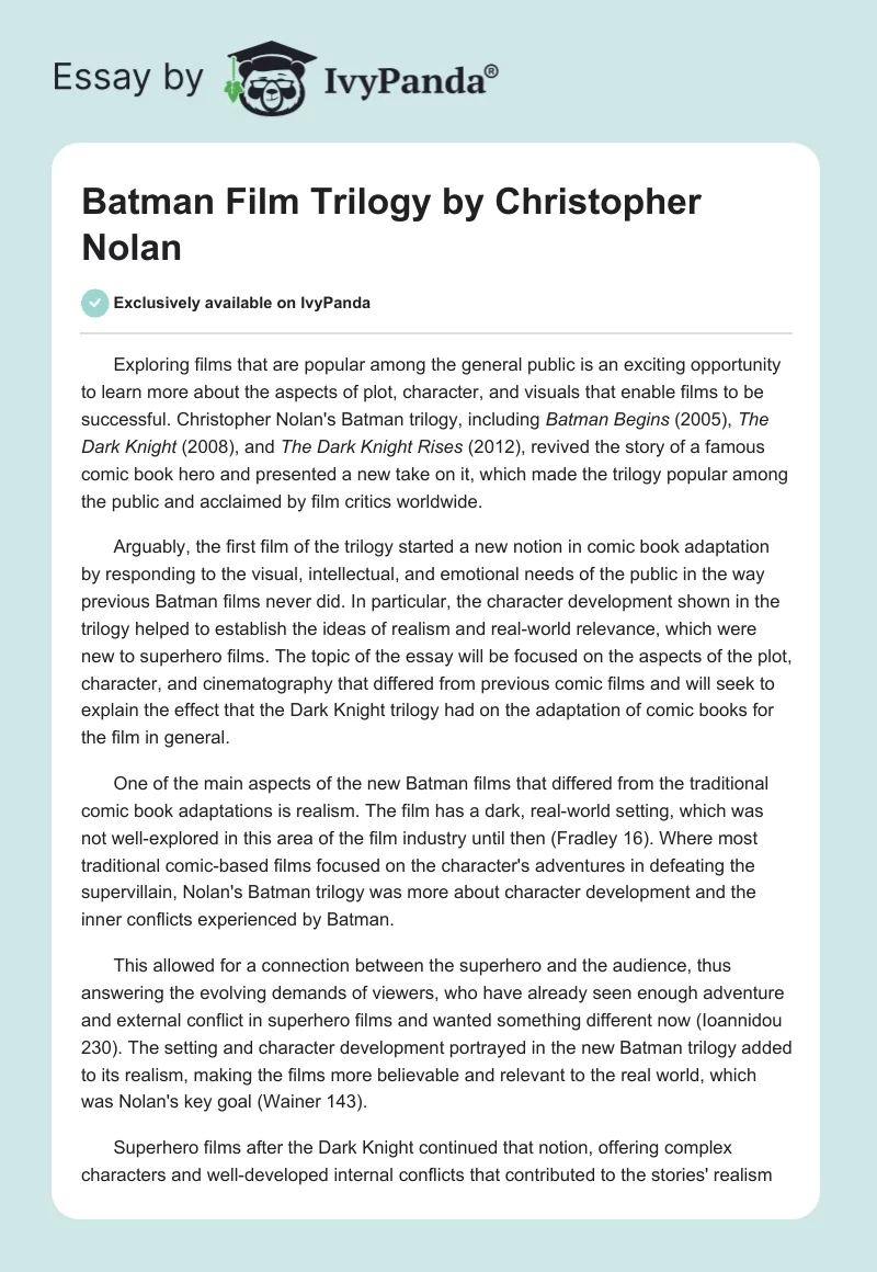 Batman Film Trilogy by Christopher Nolan. Page 1