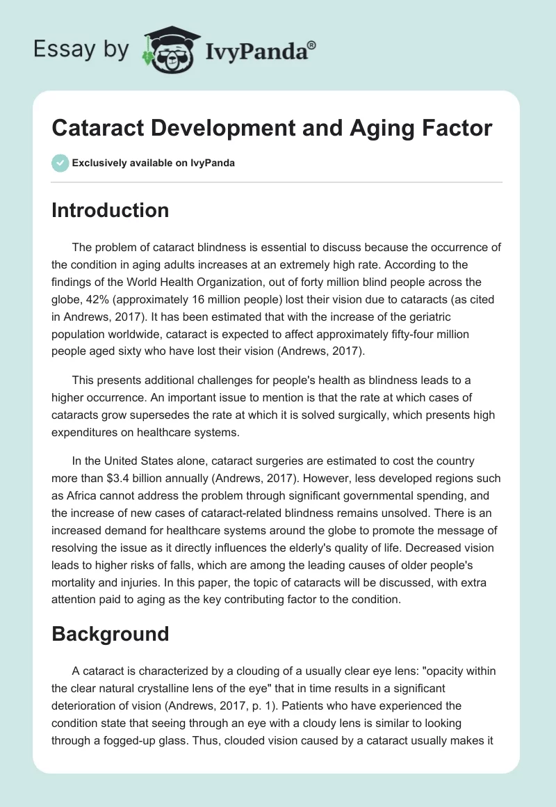 Cataract Development and Aging Factor. Page 1