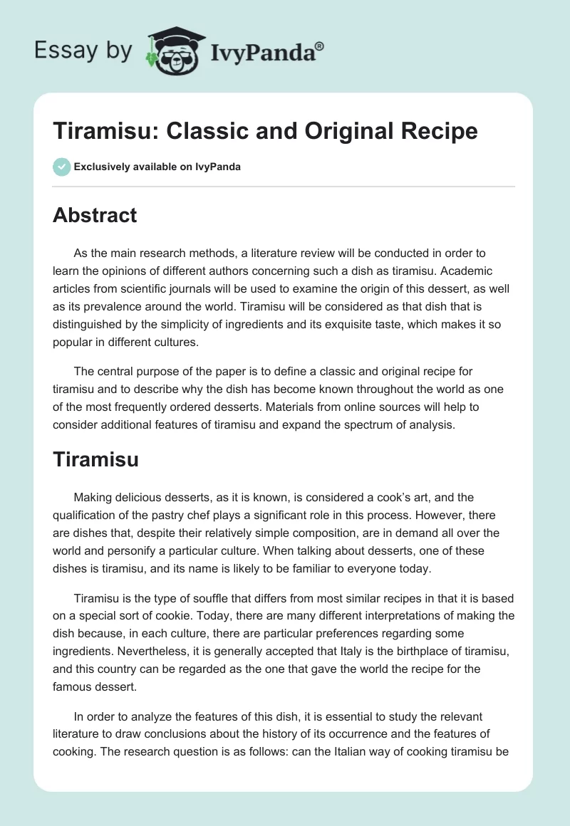 Tiramisu: Classic and Original Recipe. Page 1