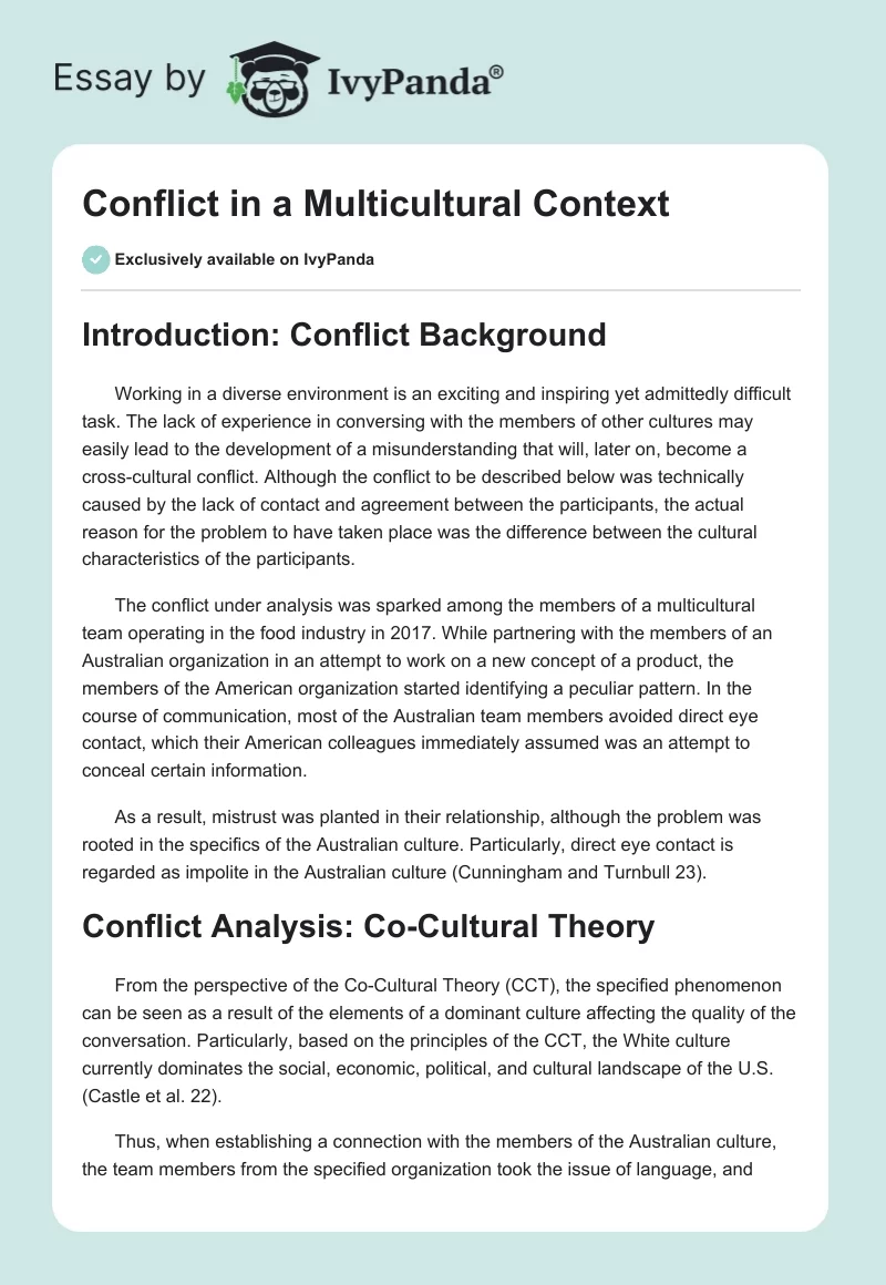Conflict in a Multicultural Context. Page 1