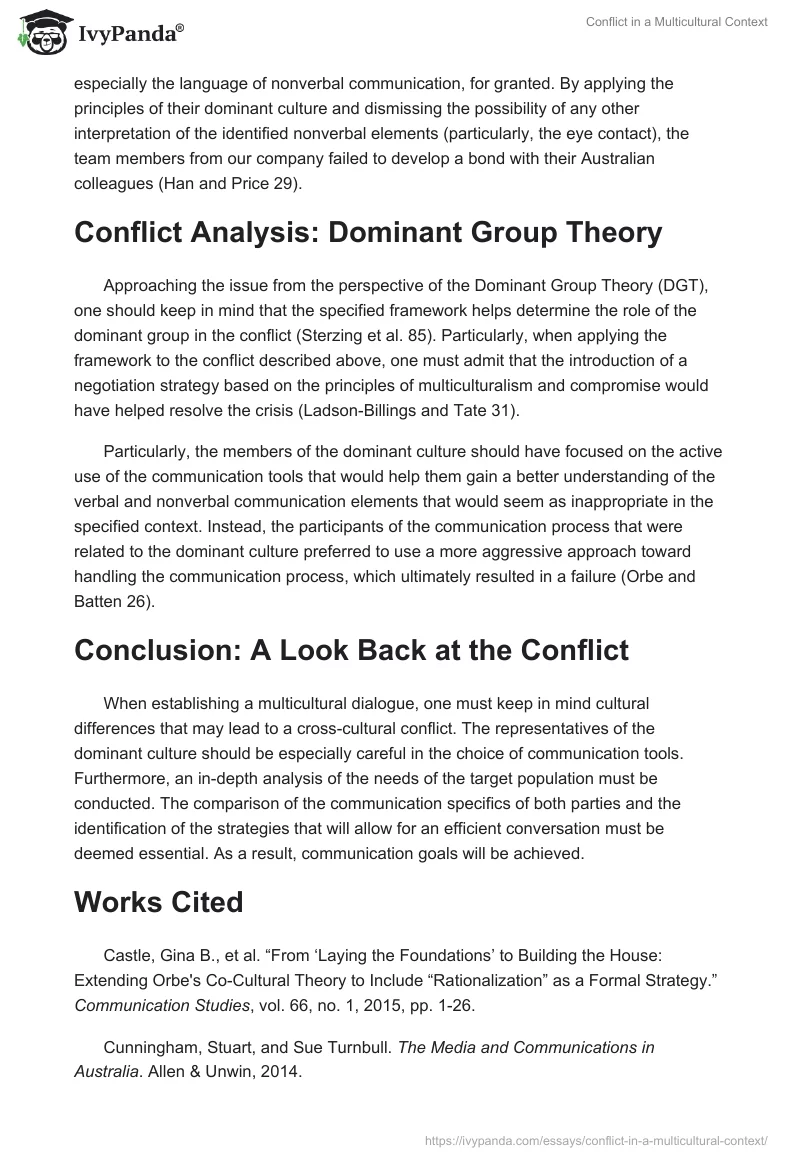 Conflict in a Multicultural Context. Page 2