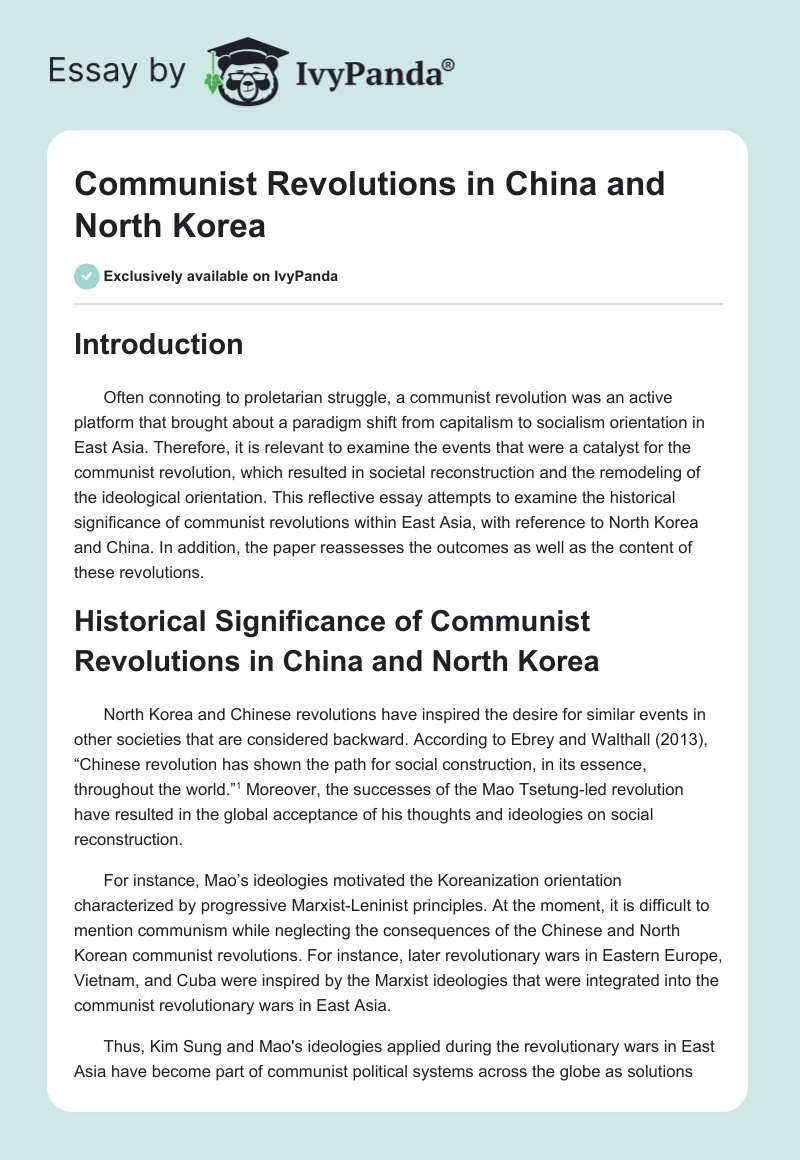 Communist Revolutions in China and North Korea. Page 1