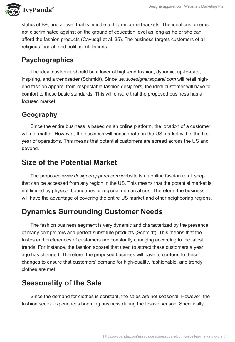 Designerapparel.com Website's Marketing Plan. Page 4