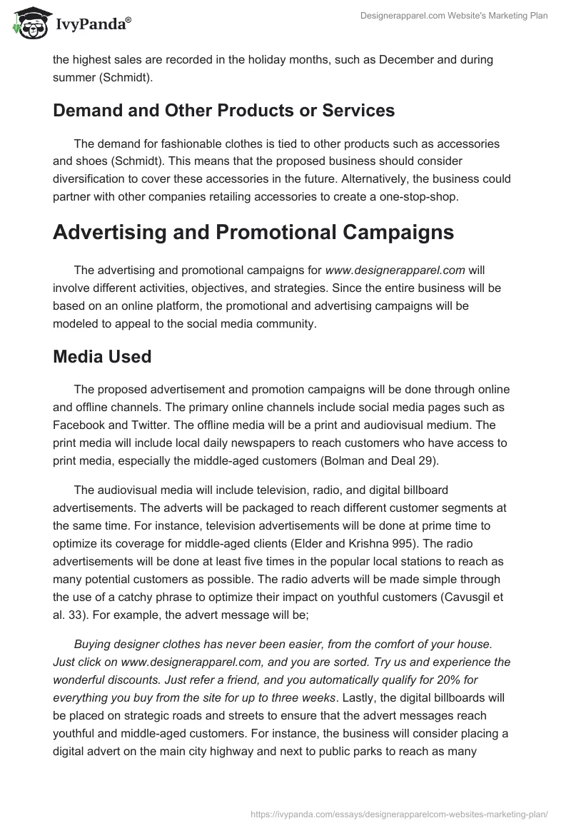 Designerapparel.com Website's Marketing Plan. Page 5