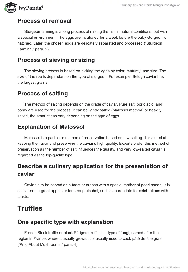 Culinary Arts and Garde Manger Investigation. Page 2