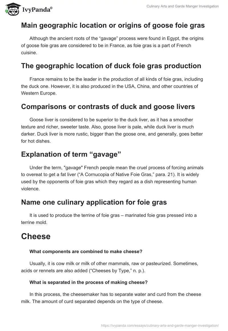 Culinary Arts and Garde Manger Investigation. Page 4