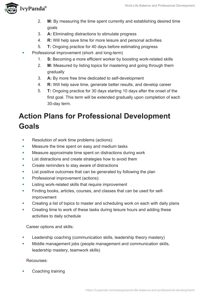 Work-Life Balance and Professional Development. Page 2