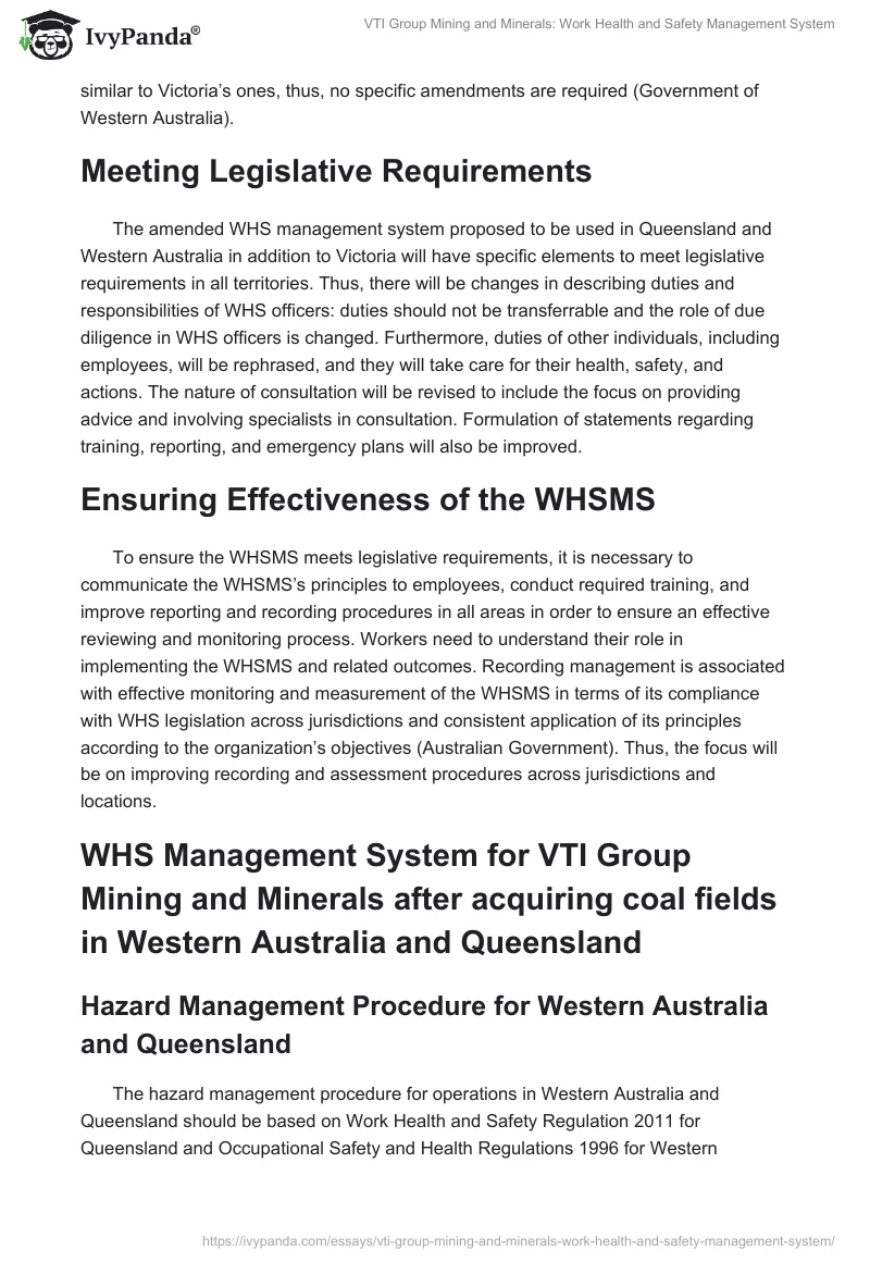 VTI Group Mining and Minerals: Work Health and Safety Management System. Page 4