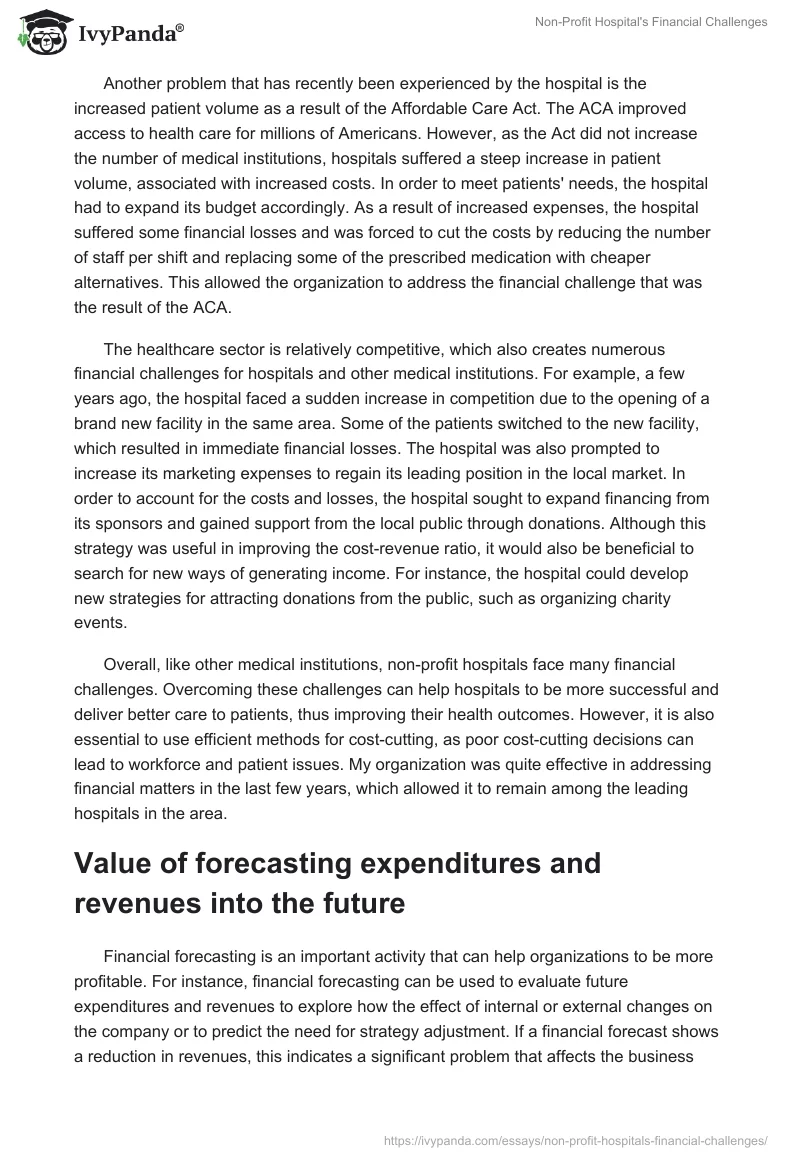 Non-Profit Hospital's Financial Challenges. Page 4