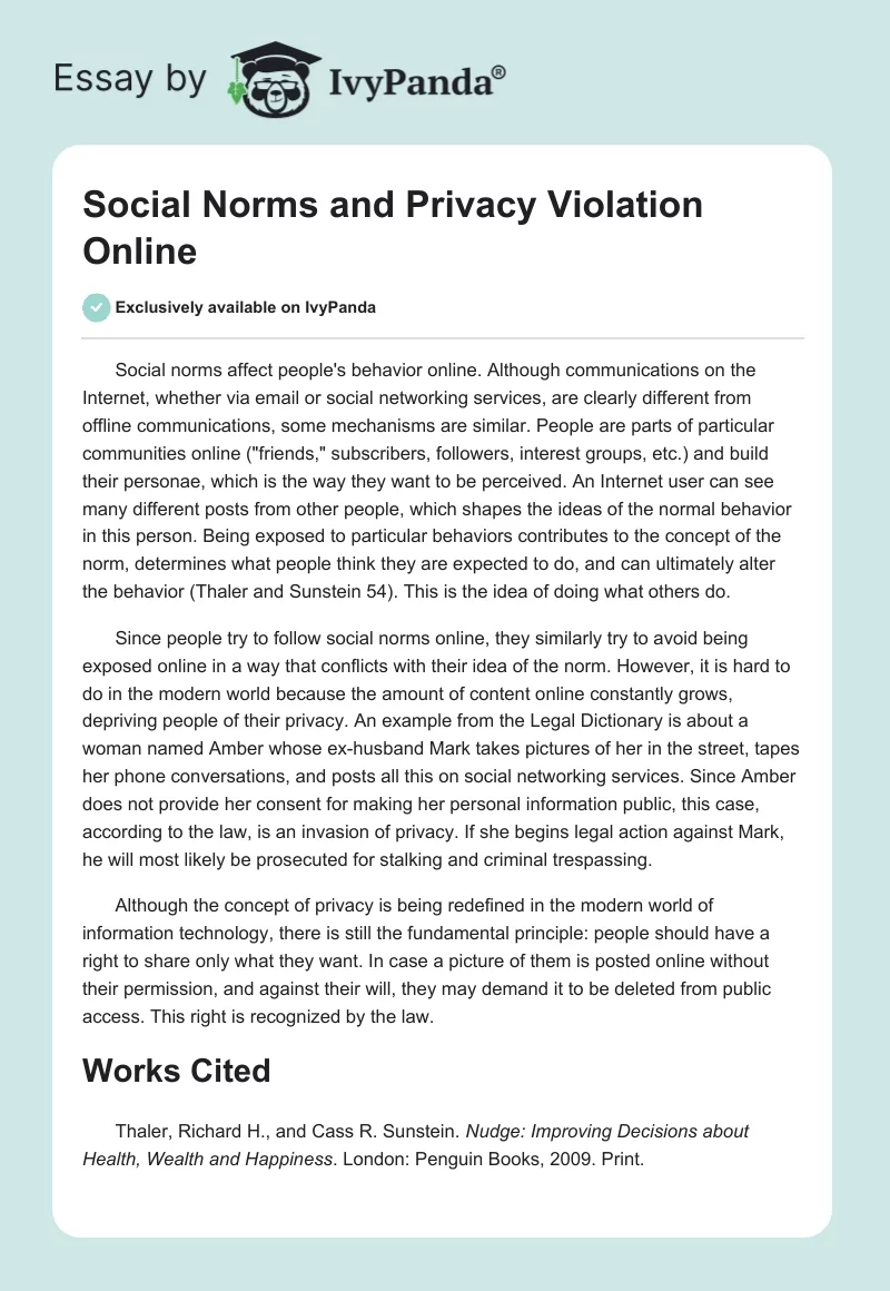 Social Norms and Privacy Violation Online. Page 1