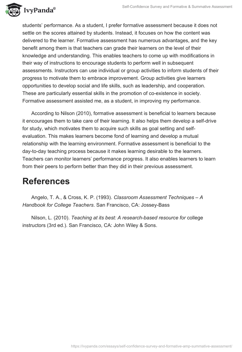 Self-Confidence Survey and Formative & Summative Assessment. Page 2