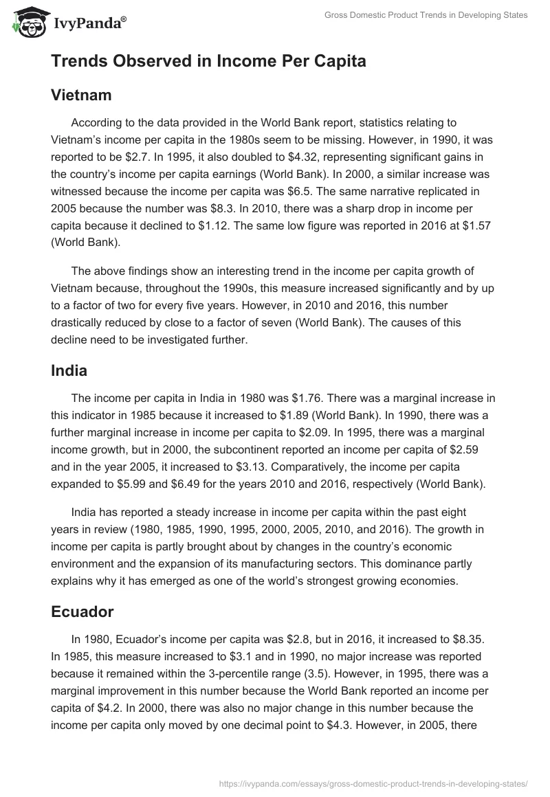 Gross Domestic Product Trends in Developing States. Page 2