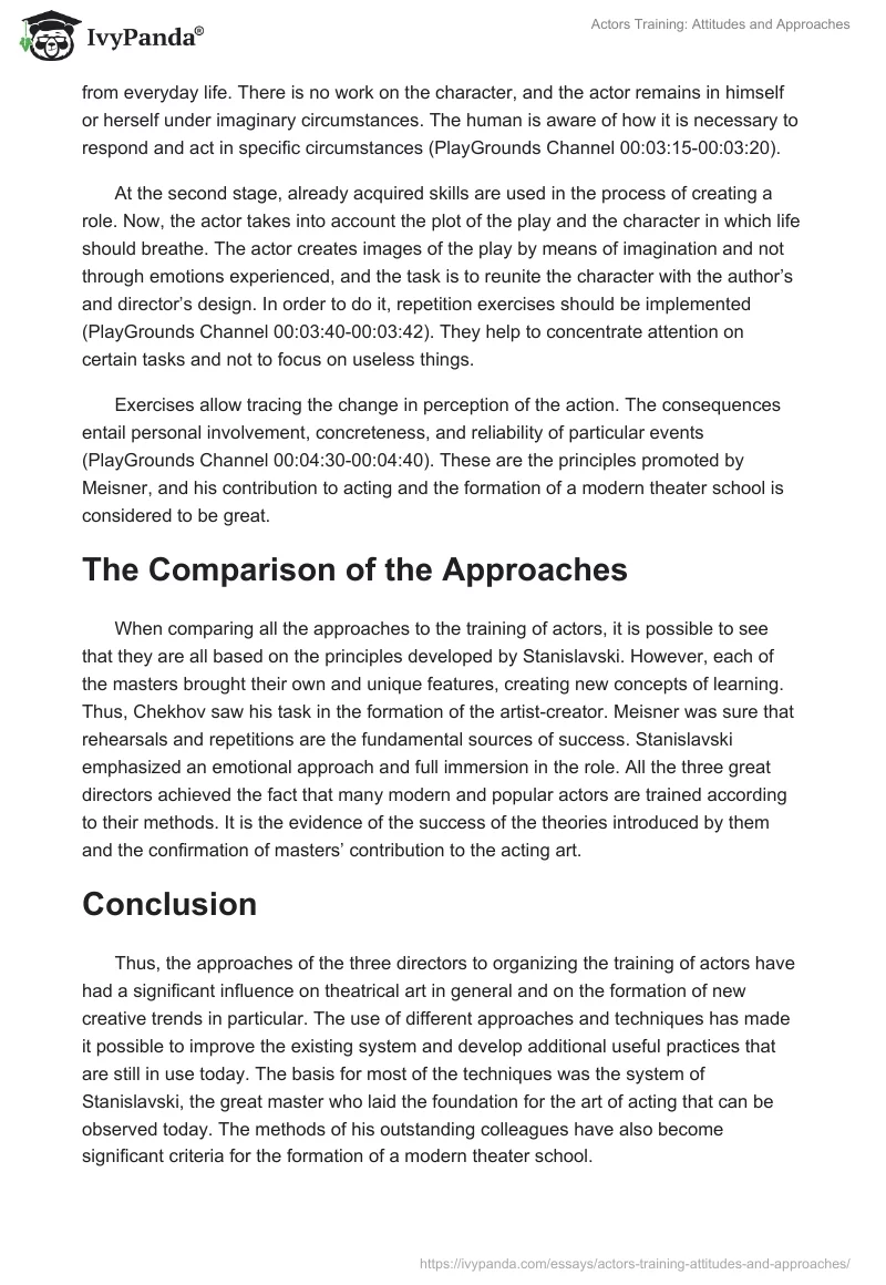 Actors Training: Attitudes and Approaches. Page 4