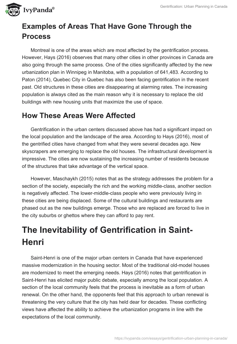 Gentrification: Urban Planning in Canada. Page 4