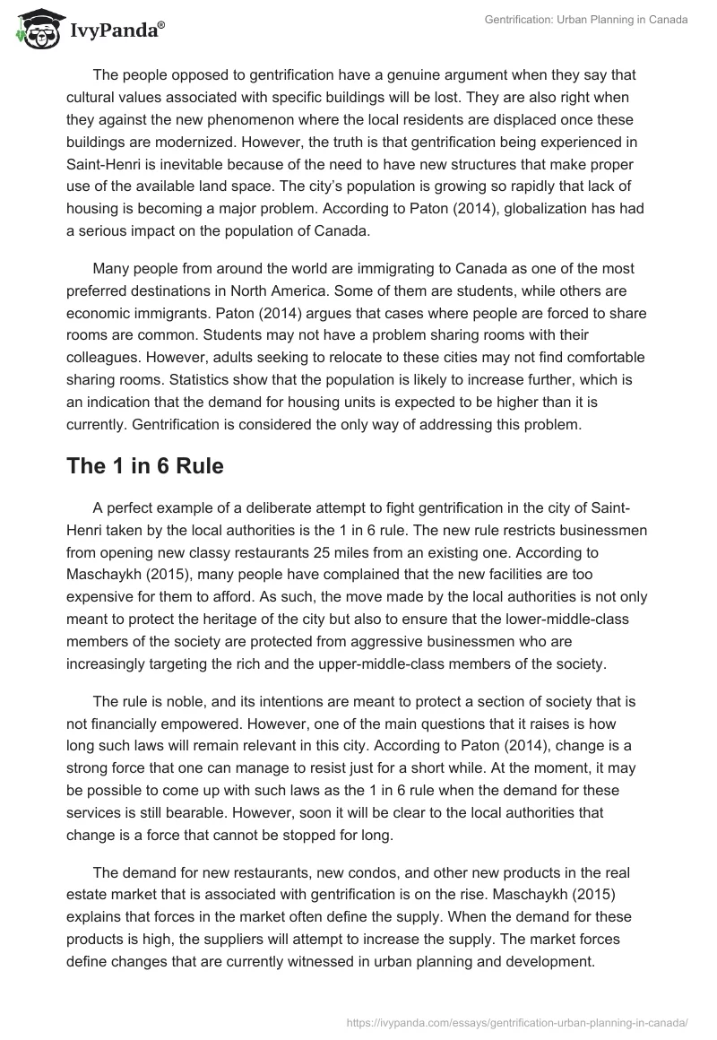 Gentrification: Urban Planning in Canada. Page 5