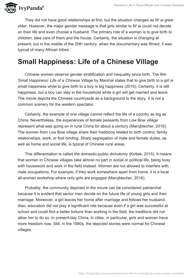 Women's Life in Rural African and Chinese Societies. Page 2