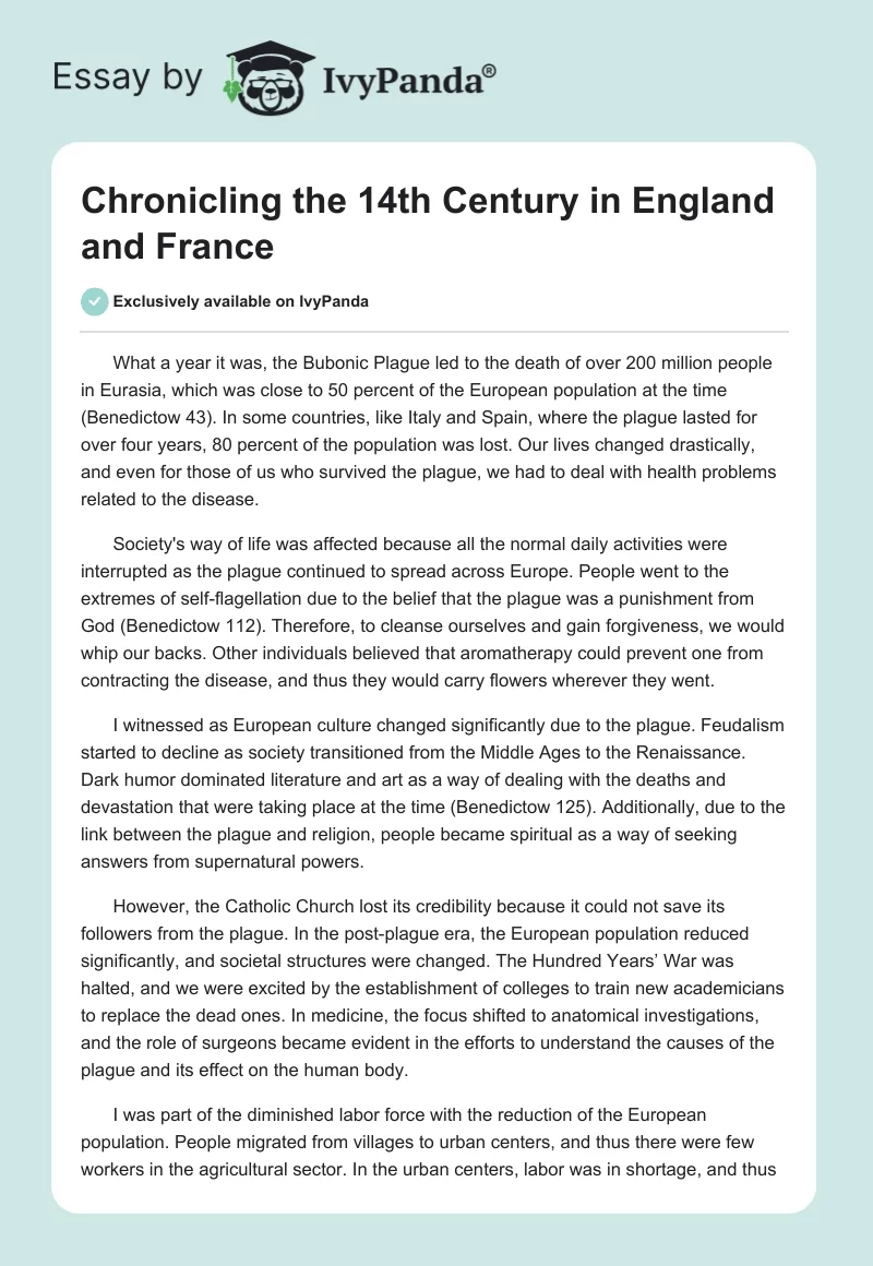 Chronicling the 14th Century in England and France. Page 1