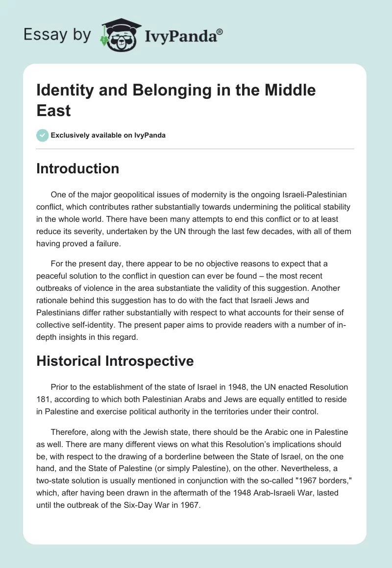 Identity and Belonging in the Middle East. Page 1