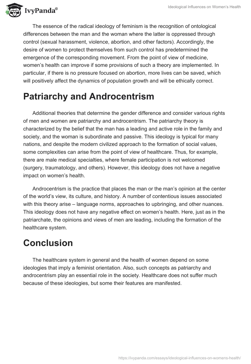 Ideological Influences on Women’s Health. Page 2