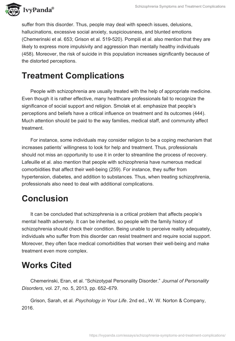 Schizophrenia Symptoms and Treatment Complications. Page 2