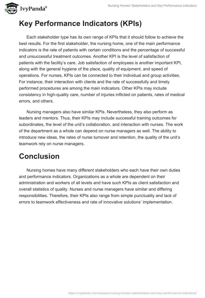 Nursing Homes' Stakeholders and Key Performance Indicators. Page 2