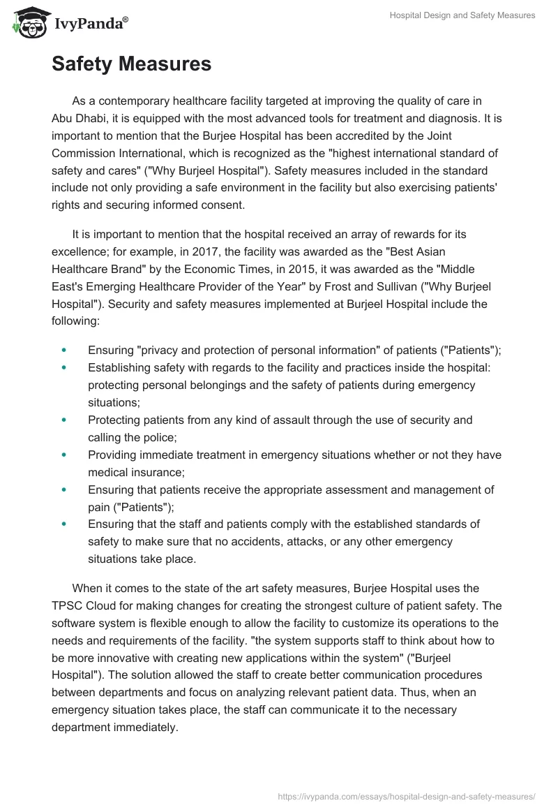 Hospital Design and Safety Measures. Page 3