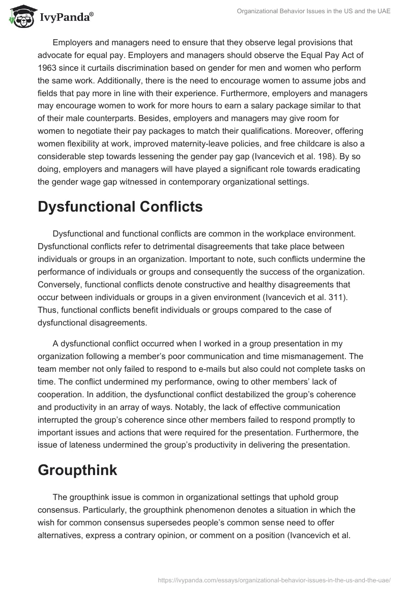 Organizational Behavior Issues in the US and the UAE. Page 2