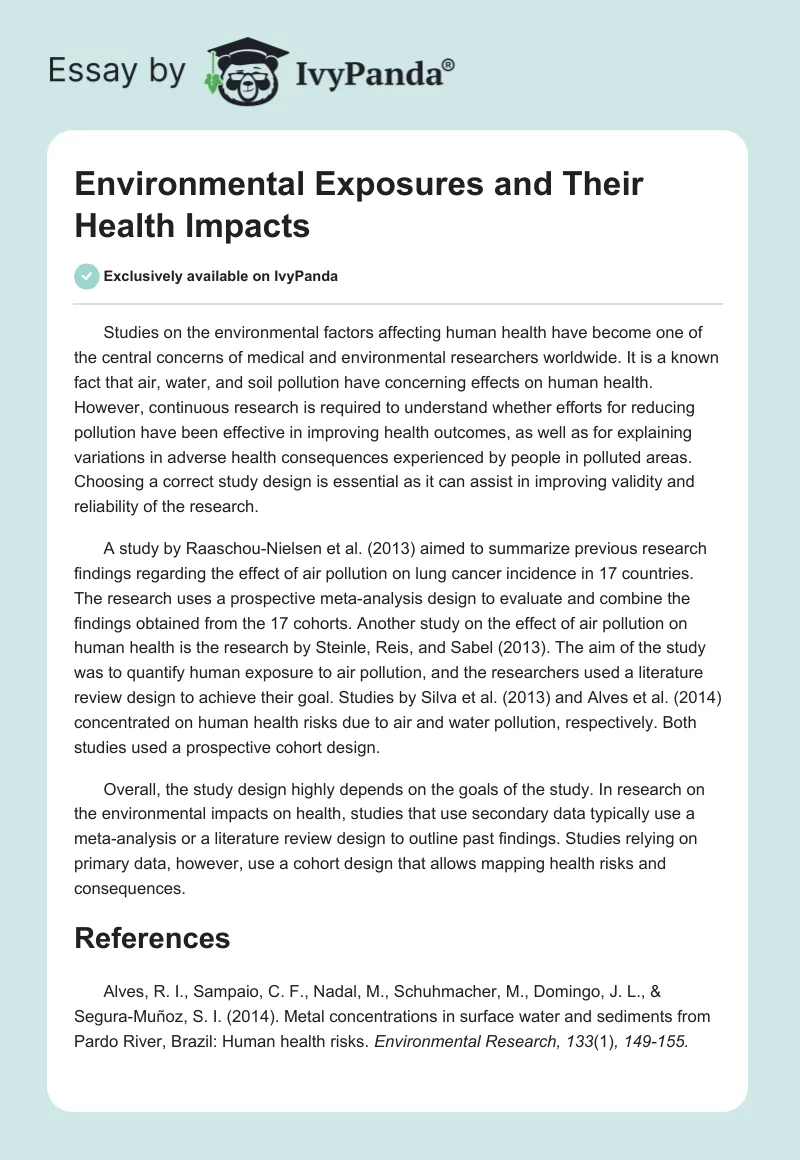 Environmental Exposures and Their Health Impacts. Page 1