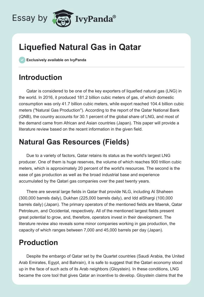 Liquefied Natural Gas in Qatar. Page 1