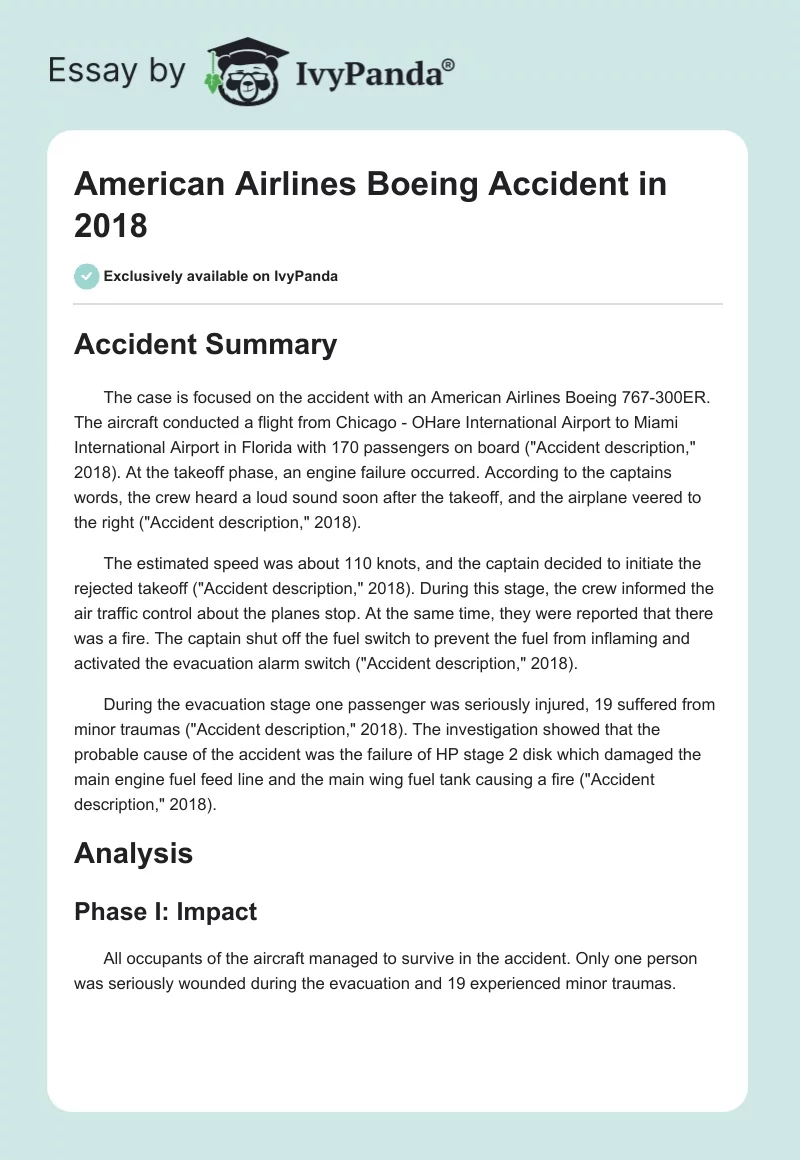 American Airlines Boeing Accident in 2018. Page 1