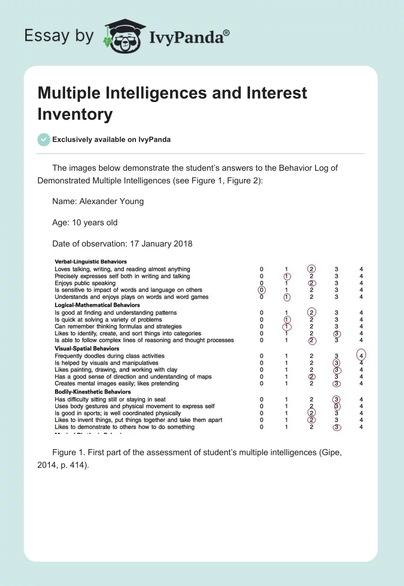 Multiple Intelligences and Interest Inventory. Page 1