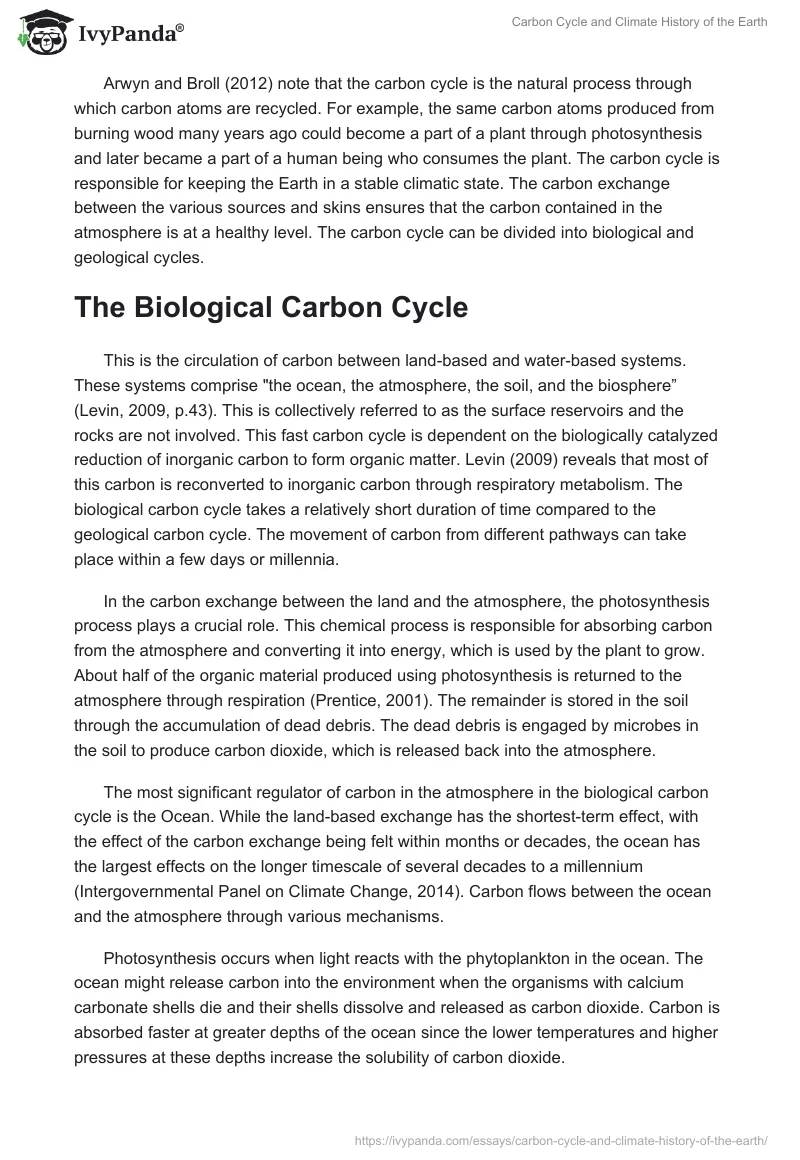 Carbon Cycle and Climate History of the Earth. Page 2